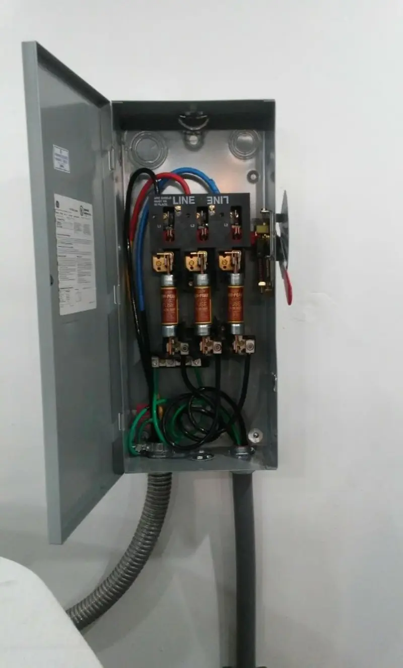 Three-phase disconnect switch installed for Electrical Wiring & Rewiring in Jay